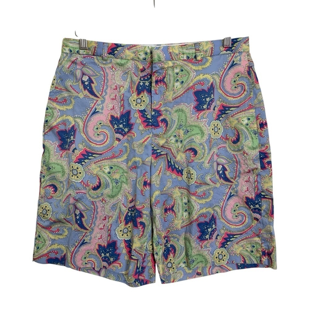 Ralph Lauren Golf Womens Paisley Bermuda Shorts Size 12 Pockets Colorful